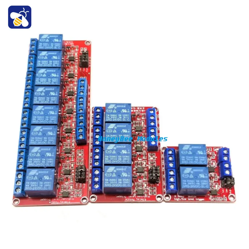 

1/2/4/6/8 way 5V12V24V relay module with optocoupler isolation High/Low level trigger Single chip