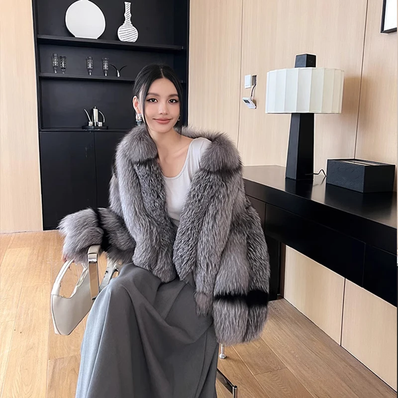 Зимнее финское импортное пальто Ftangaiur из лисьего меха с воротником-стойкой и