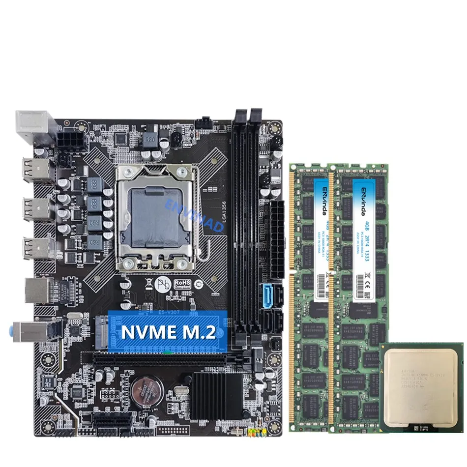НАБОР X79 MOTHERBOARD LGA 1356 СО СБОРКОЙ С ПРОЦЕССОРОМ XEON E5 2420 CPU 1PC X8GB/2PCS X 4GB DDR3 ECC REG RAM MEMORY M.2 NVME PC3 KIT ON.