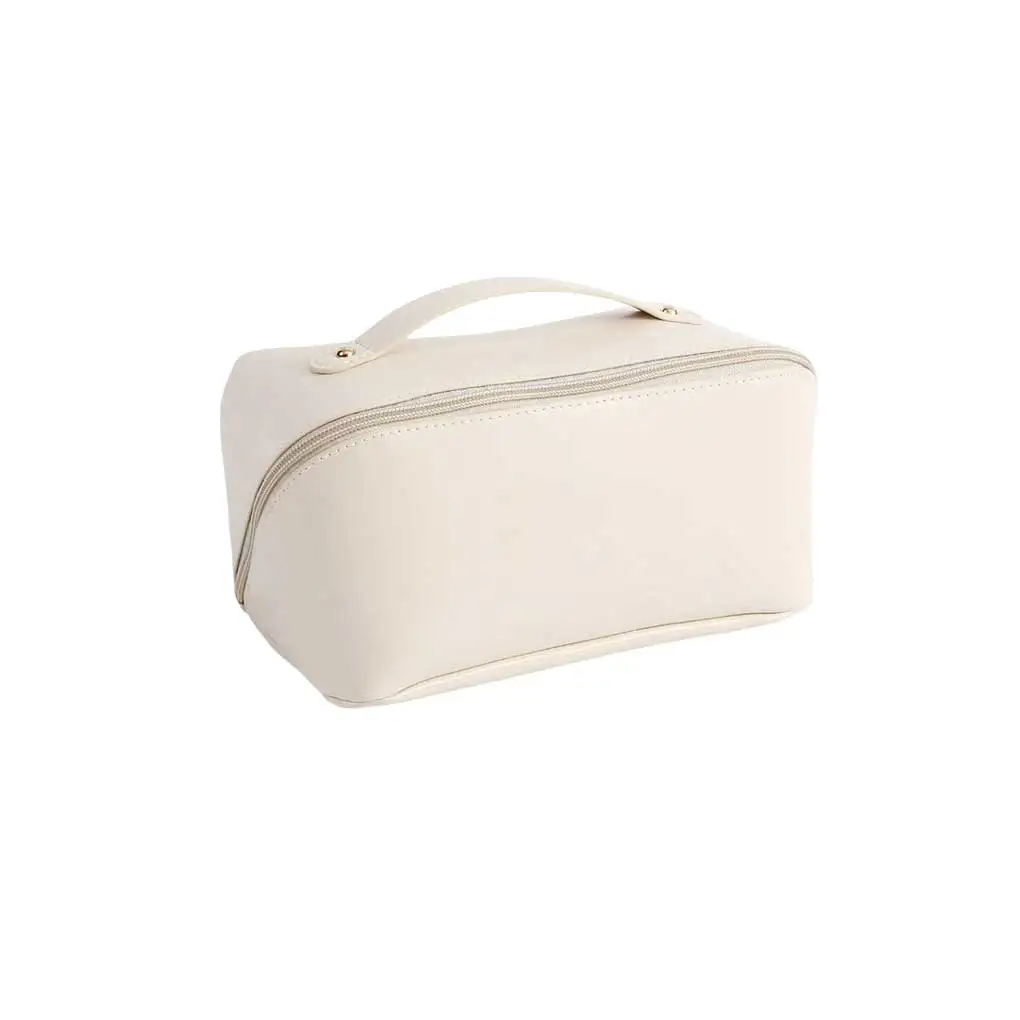 

Travel Cosmetic Bag with Handle Portable Women Organizer Make Up Toiletries Storage Bags Opening Pouch for Outdoor Hotel