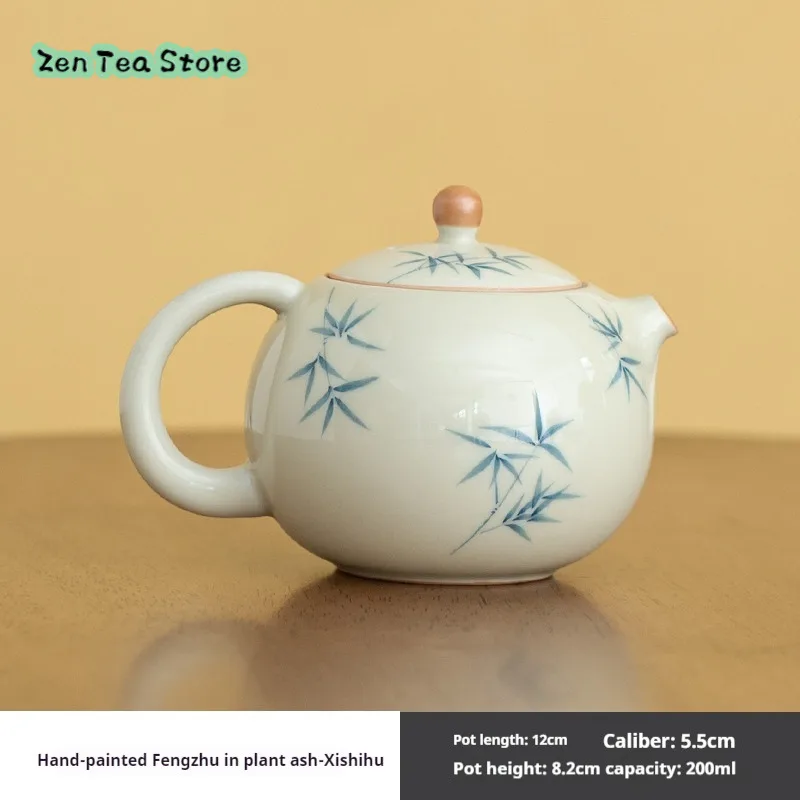 Чайник из бамбука и листьев Xishi с ручной росписью керамический чайный набор