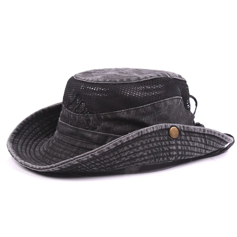 Men's Hat Summer Mesh Breathable Vintage 100% Cotton Hunting Hiking Hat Panama Jungle Fishing Hat Outdoor Visor Beach Hat enlarge