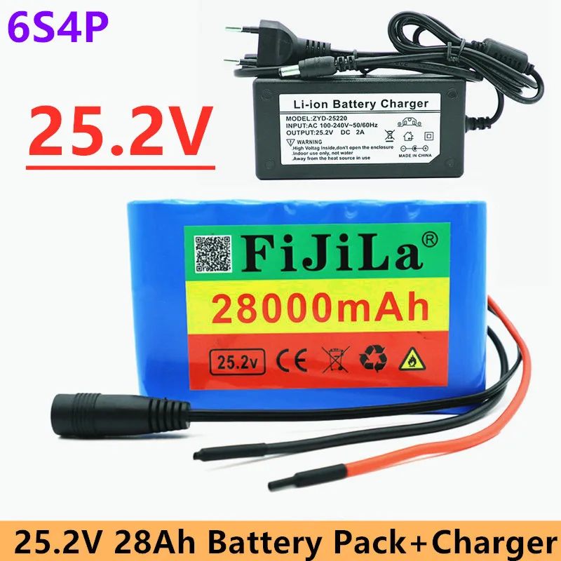 

6s4p 24V 32Ah 18650 Battery Lithium Battery 25.2v 32000mAh Electric Bicycle Moped /Electric/Li ion Battery Pack with charger