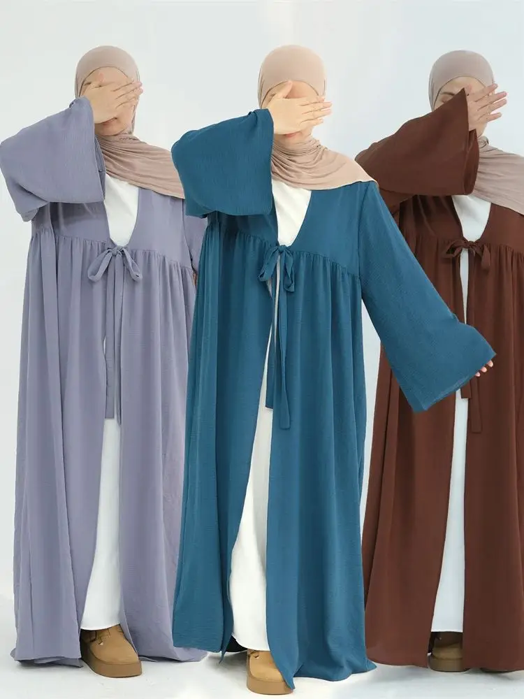 Рамадан Ид Скромное открытое кимоно Абая Дубай Мусульманская молитвенная одежда