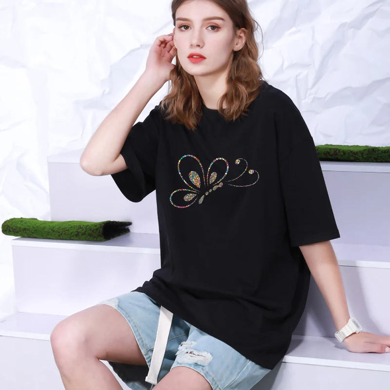 

3D Stereo Color Butterfly Print T Shirt For Women Fashion Trend Female Clothing Summer Hip Hop Harajuku Loose Short Sleeve Tops