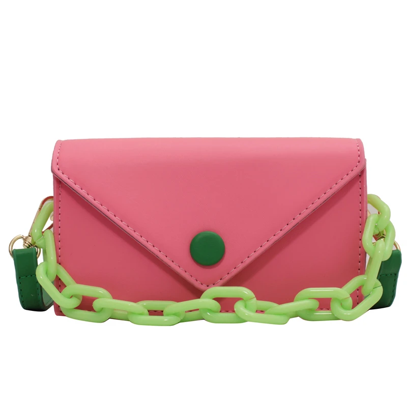 Candy Chain Contrasting Colors Mini Cute PU Leather Shoulder Crossbody Bags for Women Brand Designer Ladies Handbags 2023 Summer