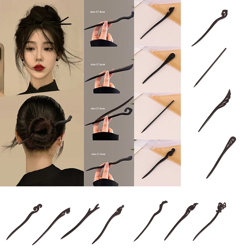 Винтажная китайская стильная черная деревянная заколка с цветком ювелирные