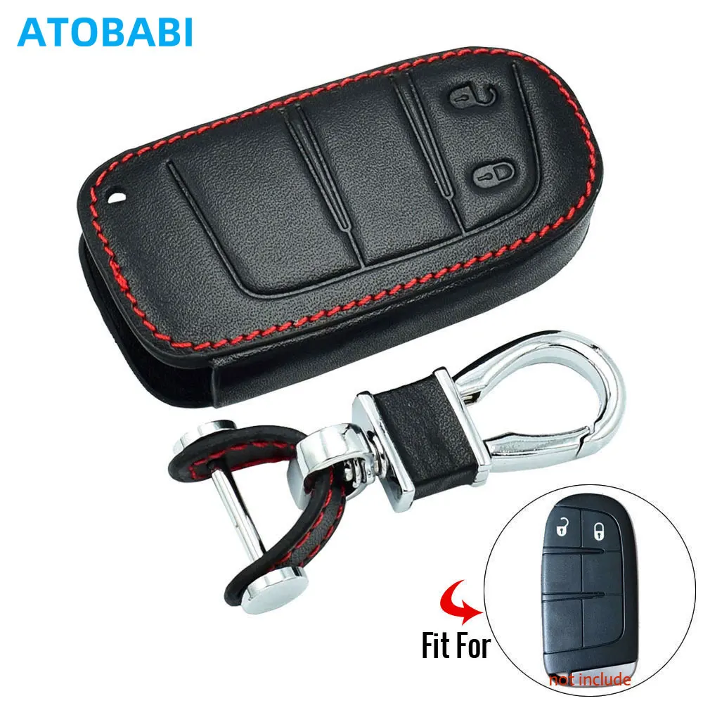 

Кожаный чехол для ключей автомобиля ATOBABI для Dodge Journey 2011 2012 2013 2014 2015 2016 2017, 2 кнопки, защитный чехол для умного пульта дистанционного управления