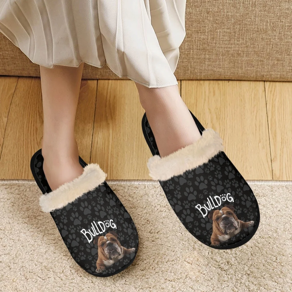 

ELVISWORD Lively Bull Dog Comfortable Slippers Leisure Warm Slippers For Couple Bedroom Slippers Zapatillas De Estar Por Casa