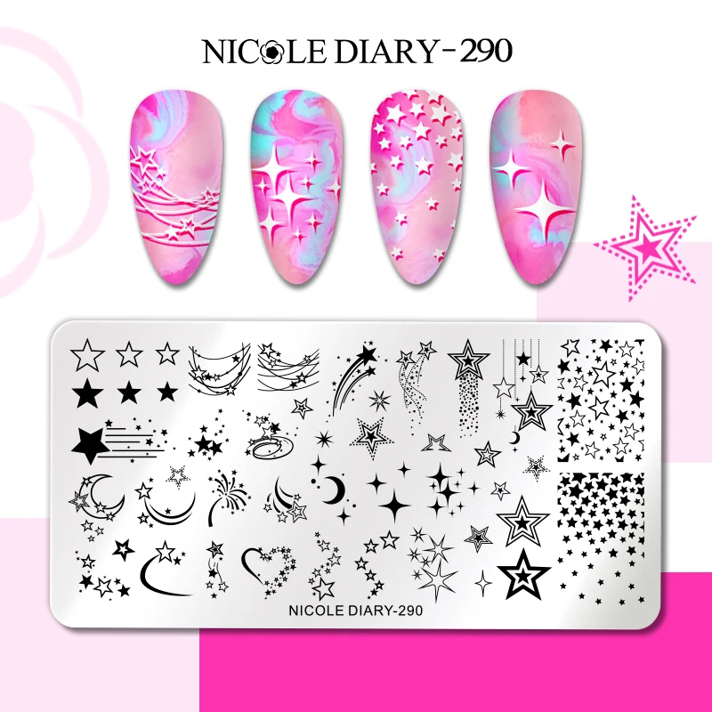 Трафареты NICOLE DIARY для маникюра пластины стемпинга абстрактного изображения