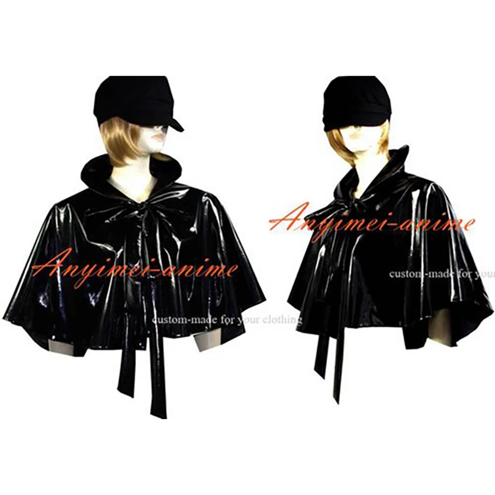 

Sissy Maid Gothic Lolita Punk Black heavy Pvc Cape cloak Custom-made[G566]