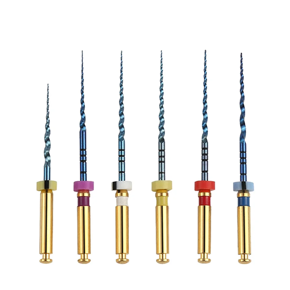 

Denspay 6Pcs/Pack Dental Rotary Super Files Blue Files Niti Rotary Root Canal Files Heat Activation Endodontic Files 21mm/25mm