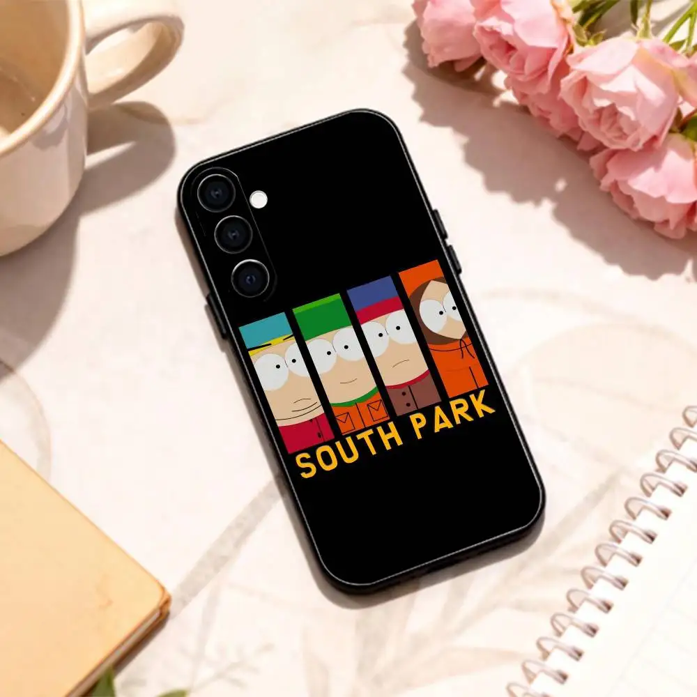 Фото Чехол для телефона с милым рисунком S-South P-Park для Samsung Galaxy A73, A72, A71, A70, A53, A52, A51, другие модели, мягкий черный чехол №3