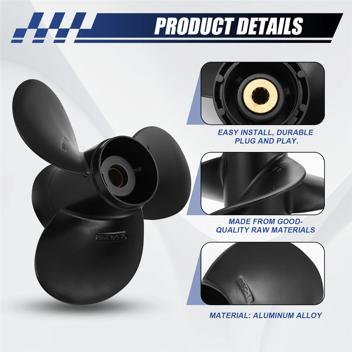 Подвесной пропеллер 58100-93723-019 для Suzuki 8-20Hp 9 1/4 X алюминиевый сплав 3 лопасти черный 10