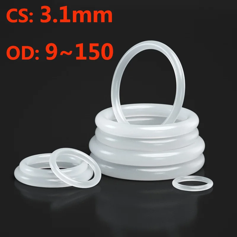 

White O Ring CS 3.1mm OD 10 ~ 150mm VMQ White O Ring Gasket Silicone Food Grade O-Rings Silicon Ring High Temperature Gasket