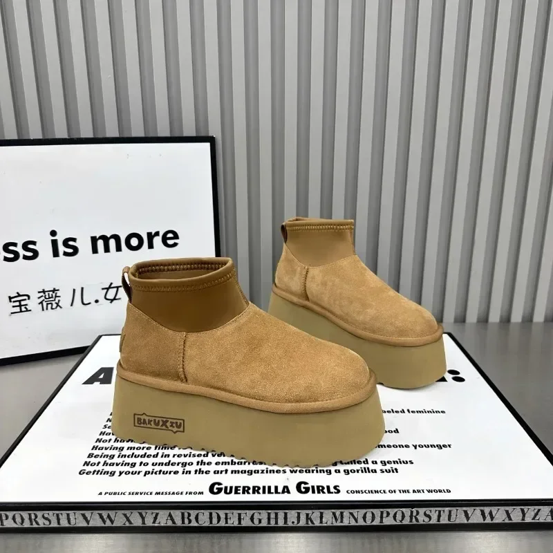 2025 зимняя хлопковая обувь на меху плоской подошве женские зимние ботильоны