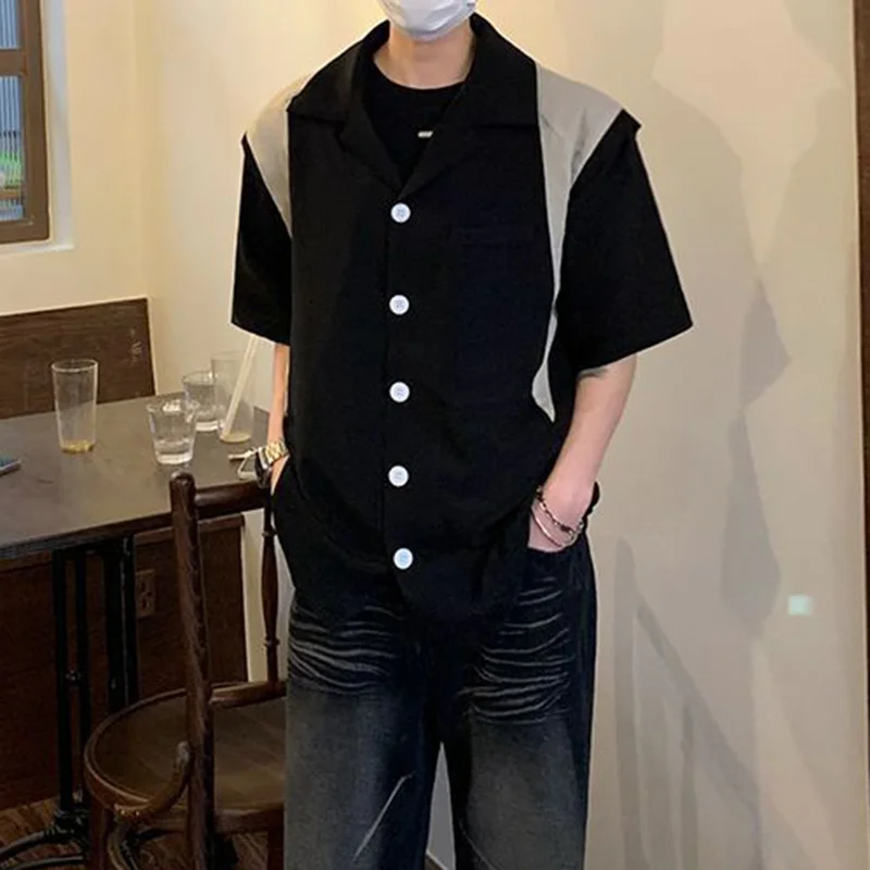 

Рубашка SYUHGFA мужская с коротким рукавом, модная блуза в стиле кэжуал, темная нишевая Кофта свободного покроя, модный кардиган в Корейском стиле, на лето