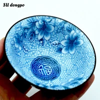 fuzi blue and white porcelain teacup chinese kungfu teacup ceramic teacup 50ml tea bowl tea set small business wholesale