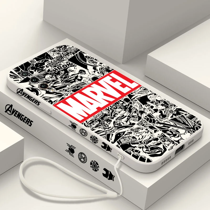 

Avengers Marvel Cute Comics For Huawei Y9S Y9A Y9 Y6 Nova Y70 9 8 P50 P40 P30 P20 Pro Lite E 5G Liquid Left Rope Phone Case