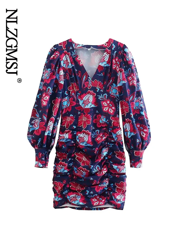 

Платье-мини женское с длинным рукавом и V-образным вырезом