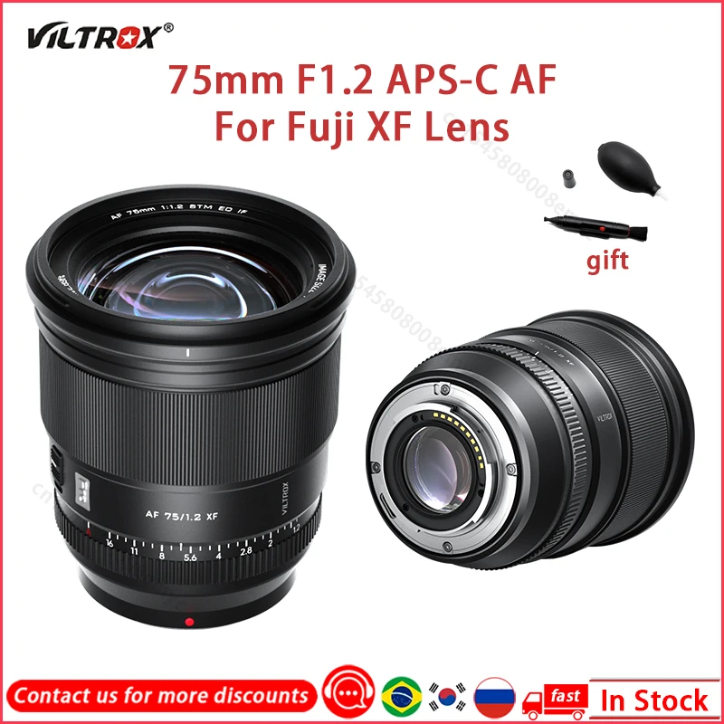 

Viltrox 75mm F1.2 AF XF PRO Auto Focus Large Aperture Lens for Fujifilm XF mount Camera for Fuji X X-T4 T100 X-H2S XT30 X-Pro3