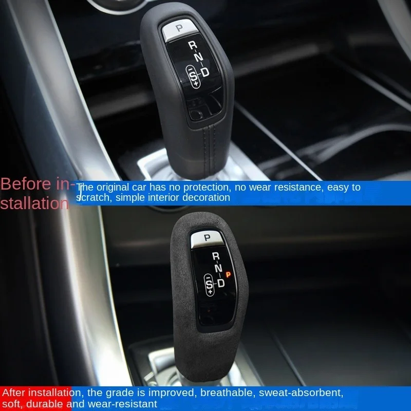 

Alcantara Car Gear Shift Lever Cover Stickers Shift Handle Sleeve for Range Rover Autobiography 14-17 Interior Handle Cover