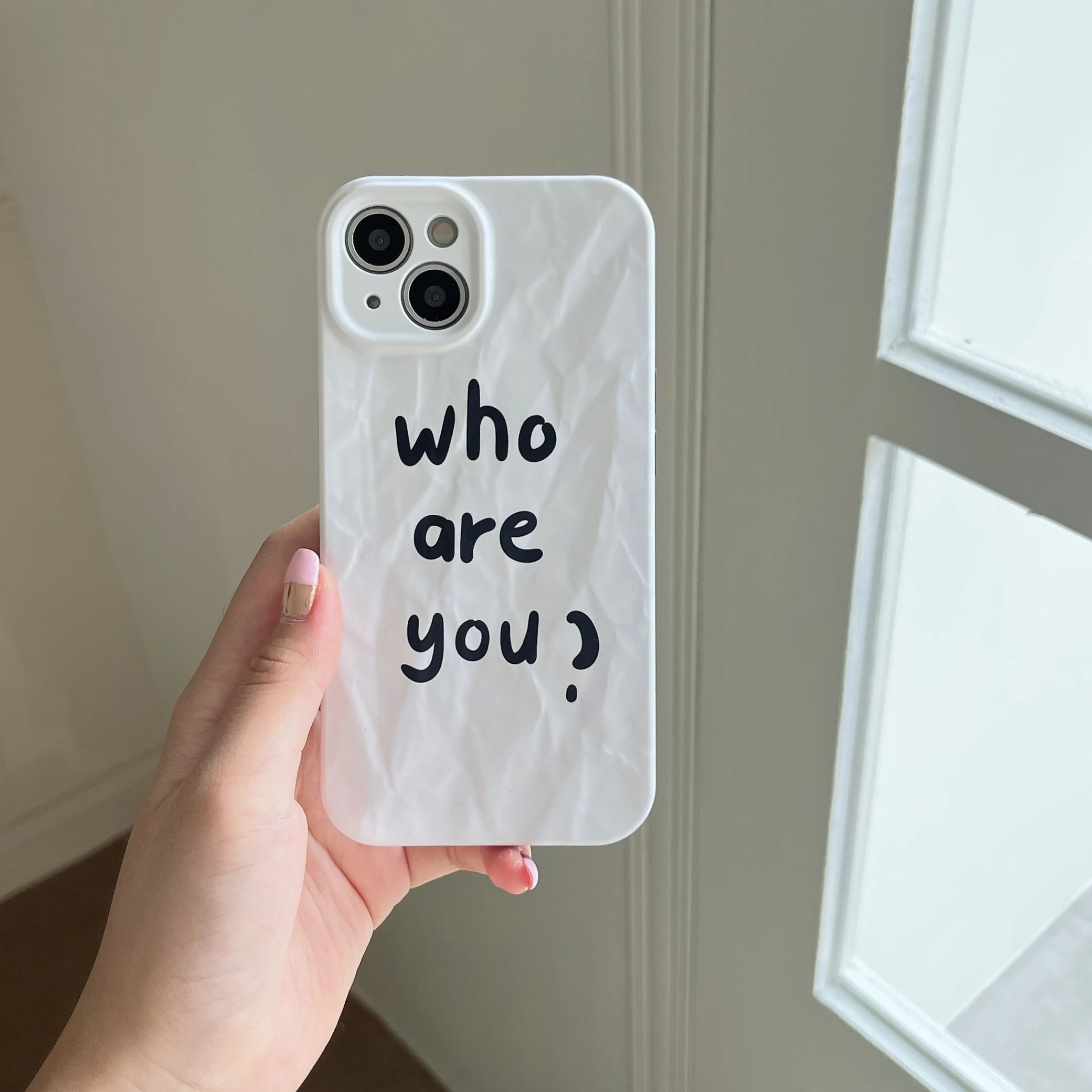

Simple White Phone Case for Iphone 11 12 13 Pro Max Folded Full Cover Case