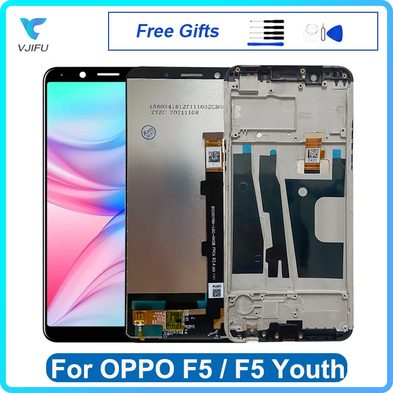 Оригинальный ЖК-дисплей 6,0 дюйма для OPPO F5 CPH1723, дисплей с сенсорным экраном для OPPO F5 Youth CPH1725, дигитайзер в сборе, замена, ремонт телефона