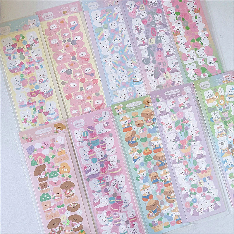 

Ins Cartoon Bunny Bear Cute Stickers Creative Kawaii Scrapbooking Diy Collage Photo Stationery Decorative Sticker Material