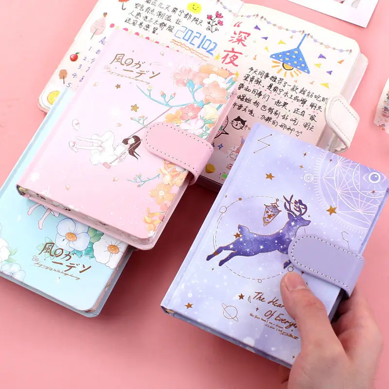 

Journal Children's Diary Color Page Illustration Magnetic Buckle Cute Notebook Student Planner Agenda Notepad HandBook 256 Page