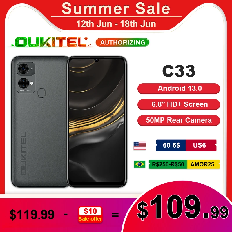 【World Premiere】OUKITEL C33 Smartphone 8GB RAM+256GB ROM Octa Core 6.8