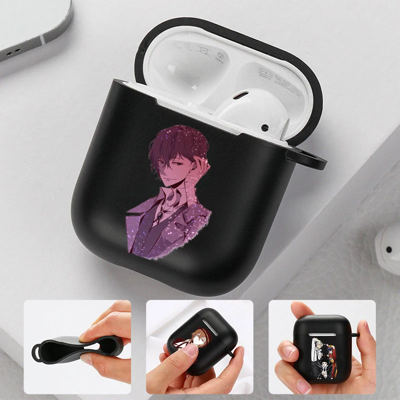 

Anime Dazai Osamu Bungou Stray Dogs Soft silicone TPU Case For AirPods Pro 2 1 2 3 Black Wireless Bluetooth Earphone Box Cover