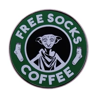 c2520 free socks coffee elf enamel pin brooch lapel pins manga collection badges hat decoration jewelry accessories gifts