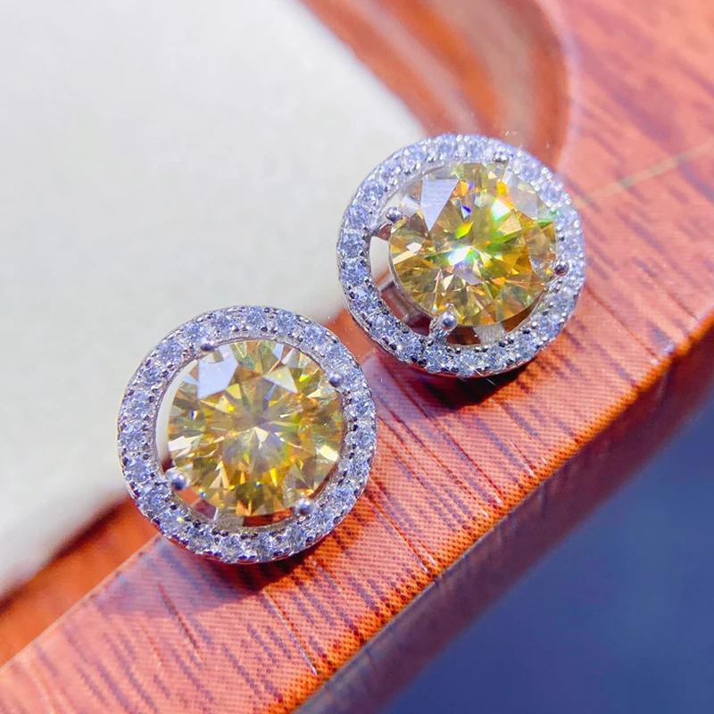 

Natural yellow moissanite earrings for women silver 925 jewelry luxury gem stones 18k gold plated free shiping items