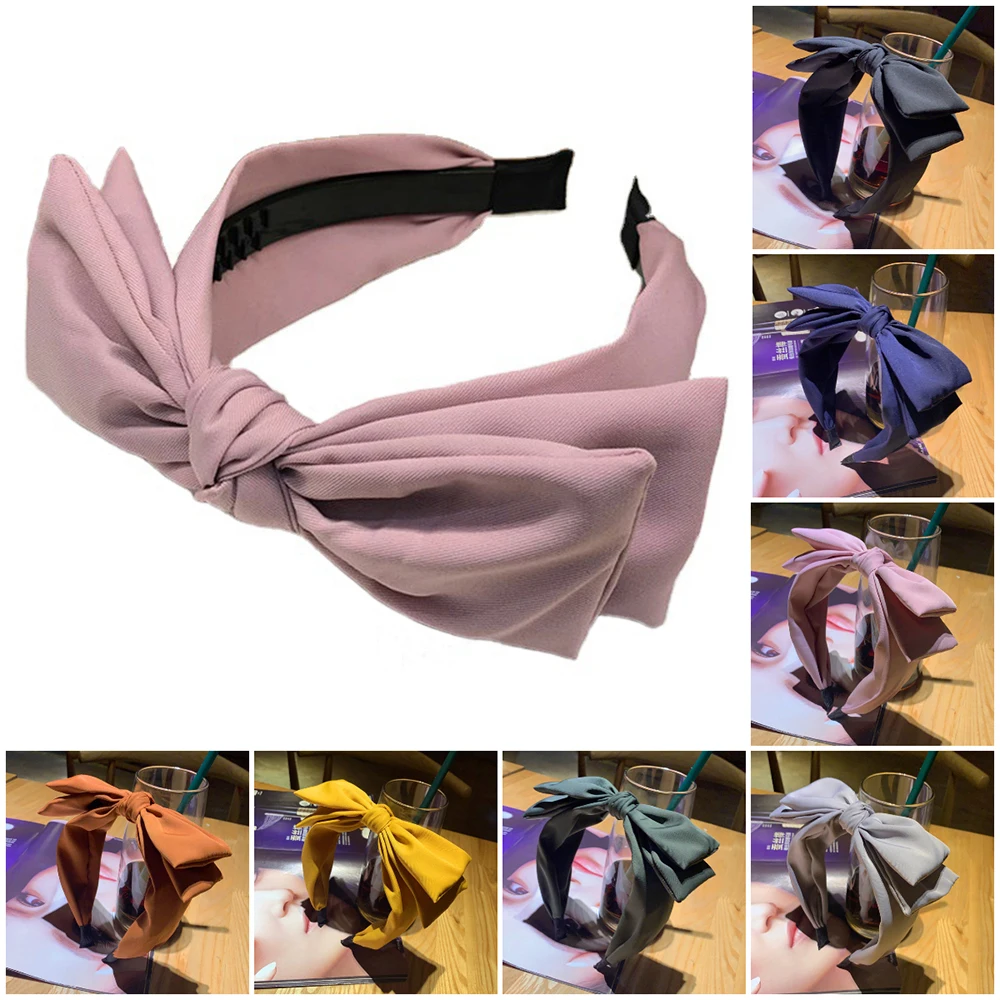 

Retro Solid Color Bow Headband Fashion Hair Accessories Women Wide-brimmed Wash Your Face Hairbands Cute Hair Hoop