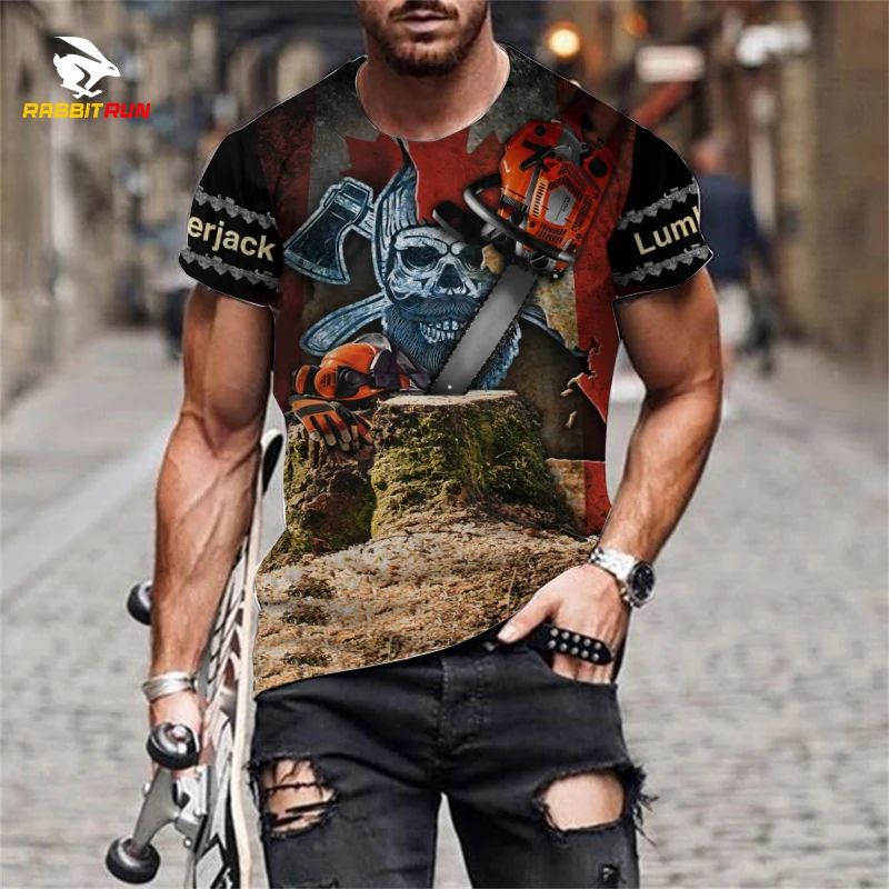 

New Men's T shirt Chainsaw Camouflage Printing Design Fashion Harajuku Style Short-sleeved Summer Casual Round Neck T-shirt