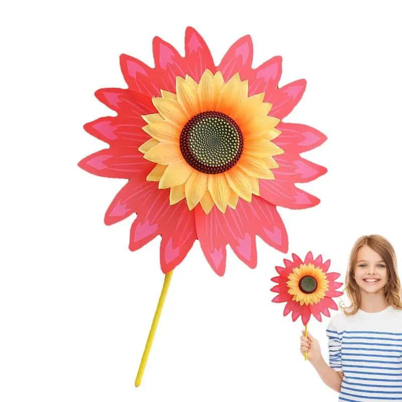 

Sunflower Spinner 28cm Small Sunflower Wind Pinwheels For Lawn Bright Colors Decorative Multifunctional 3D Structure Kids Toys