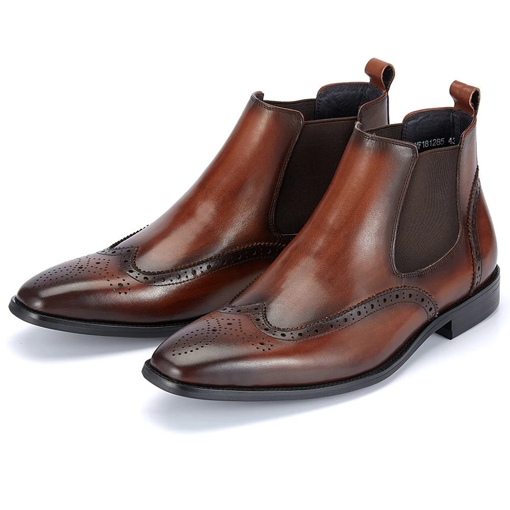 

Premium Designer Luxury Pointed Toe Dress Shoes Leather Chelsea Boots for Men