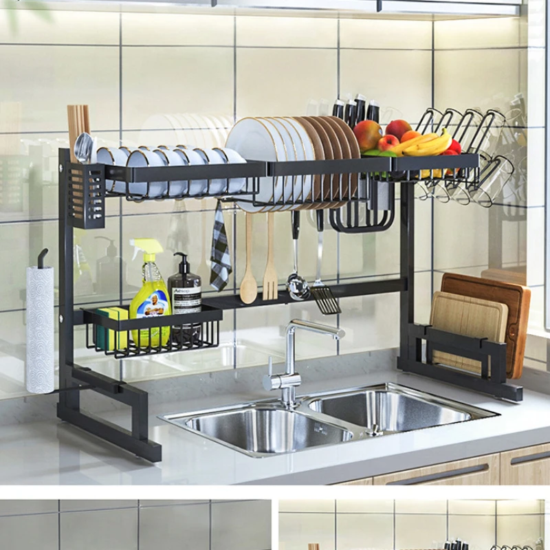 

SH 2023 Year New AOLIVIYA Kitchen Telescopic Sink Rack Dishes Knives Cutting Boards Chopsticks Kitchenware Stainless Steel Stora