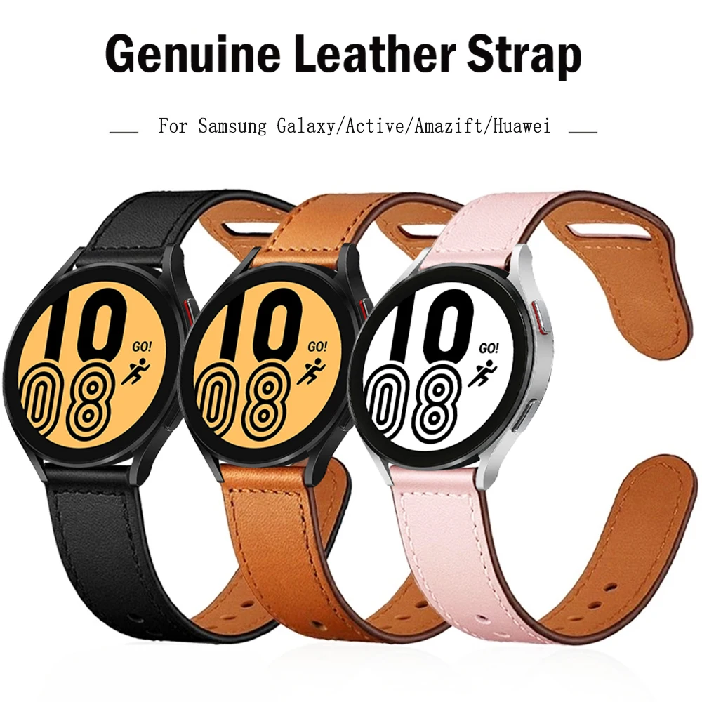 

Ремешок кожаный для Samsung Galaxy watch 4/Classic/Active 2, браслет для Huawei GT/3/2/2e/Pro, 42 мм/46 мм, 40/44 мм, 20 мм 22 мм