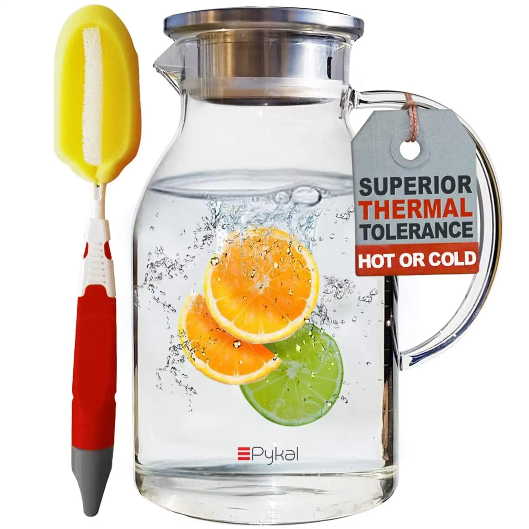 

Glass Water Pitcher with Lid Hot and Cold Drink Dispenser, 68 Oz
