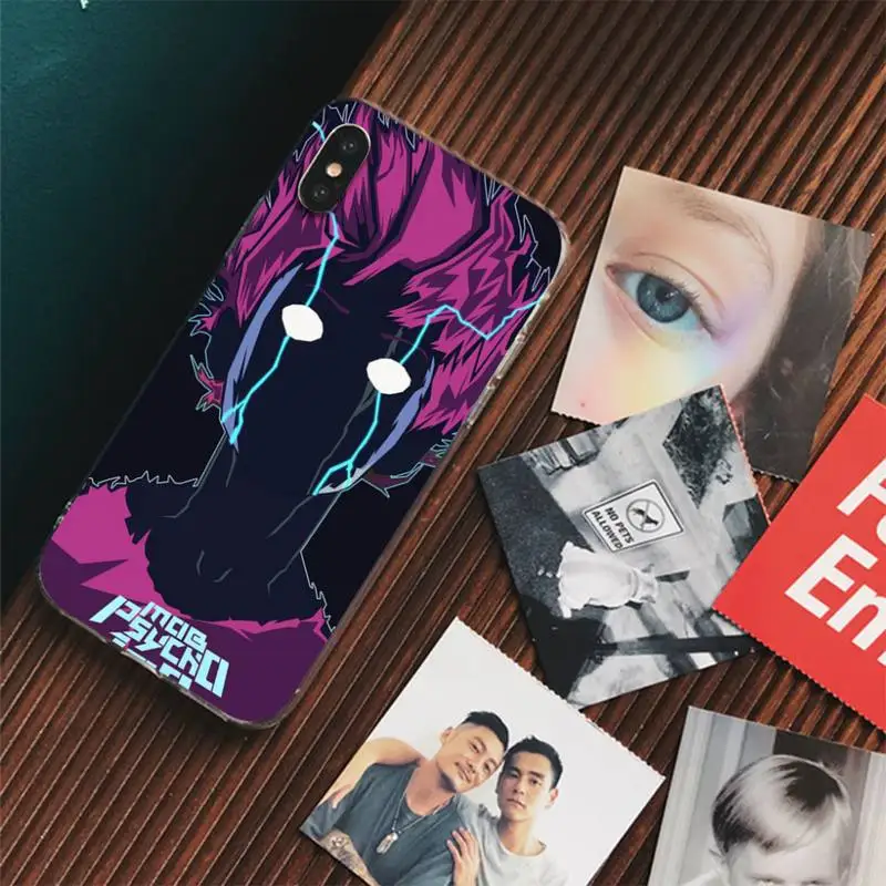 Mob Psycho 100 Phone Case For iPhone 13 14 Pro Max XS XR 12 11 Pro 13 Mini 6 7 8 Plus Clear Back Cover Capa