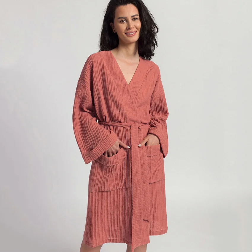 Women Bathrobe Losse Long Sleeve Spring Autumn Sleepwear Home Robe Cotton Robe For Women Home Clothing Sleepwear