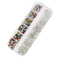 1 bag clear silver rhinestones nail decoration round glitters with hard case diy nail art decorations