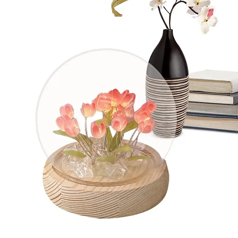 

Handmade Artificial Flower Tulip Night Light Bedside Sleep Lights Home Ornament Bedroom Table Decoration Atmosphere Lamp