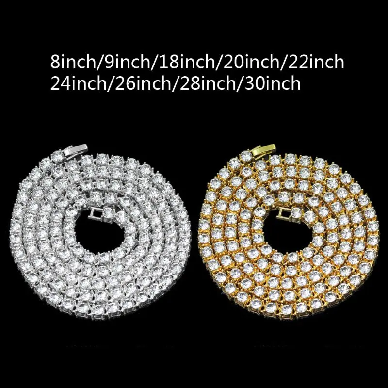

Hip Hop Crystal Jewelry Iced Tennis Chain Men Chunky Necklace Iced Cubic Zircon Miami Cuban Link Chain Necklace Jewelry
