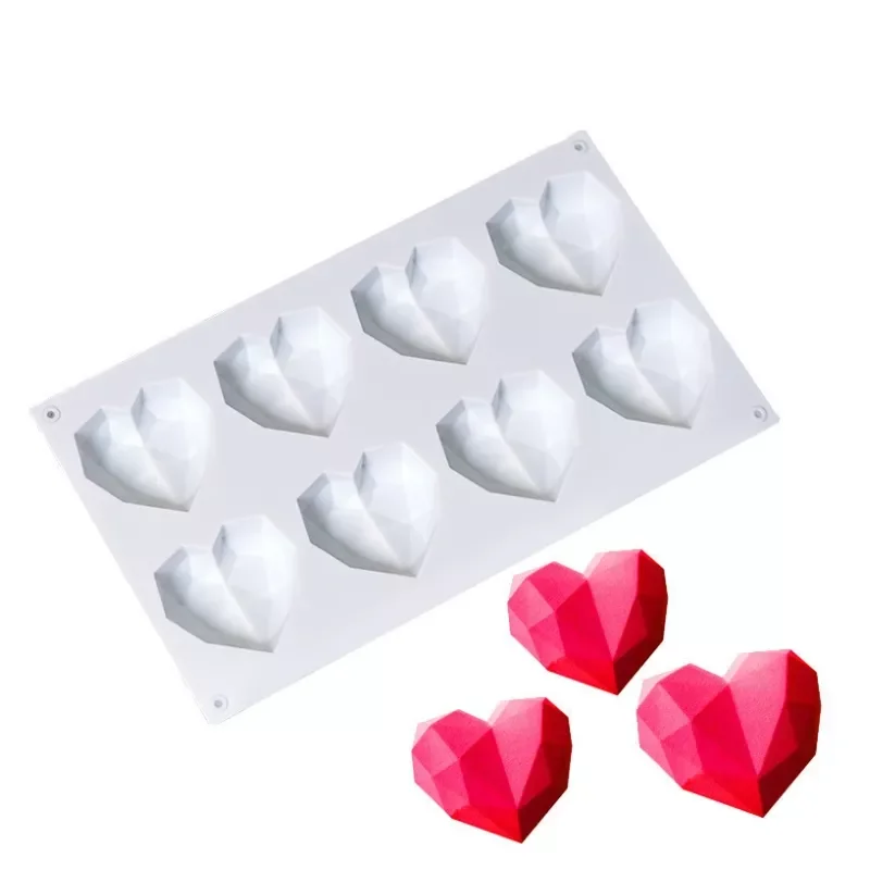 

Diamond Love Heart Food Grade Mold Shaped Silicone With Dessert Decorating Cakes Mould For Birthday Fondant Chocolate Baking