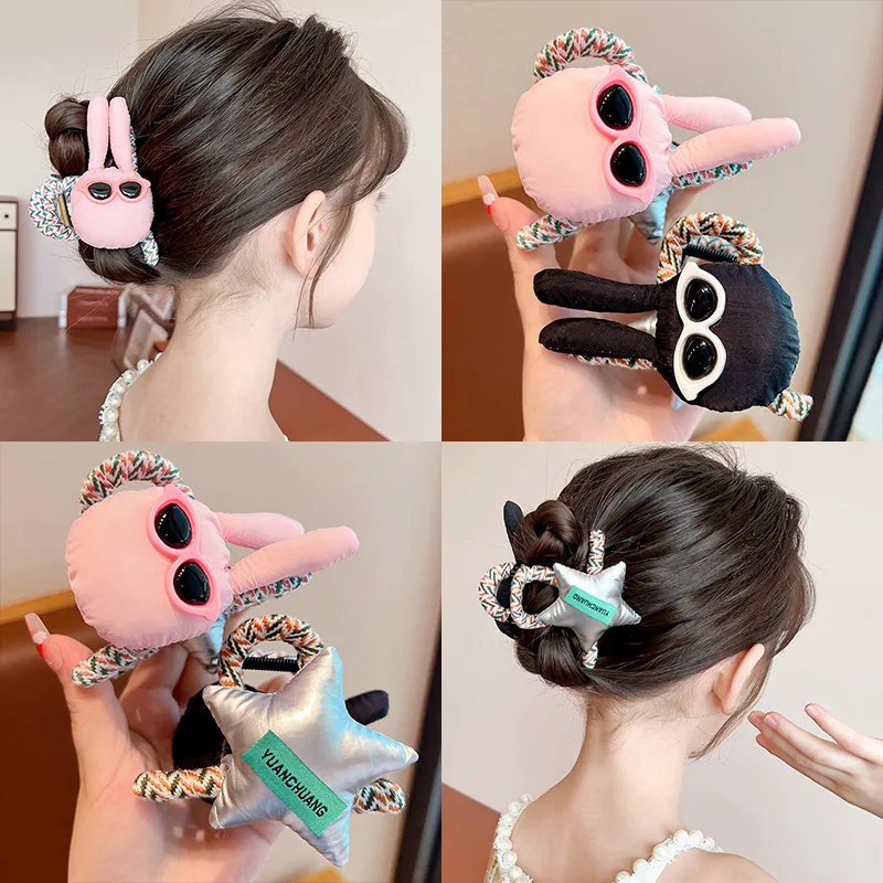 

Sweet Cartoon Bobby Pin for Girls Bunny Stars Back of Head Bun Grab Clip Fashion Shark Claw Y2K Style Children Hair Accessories