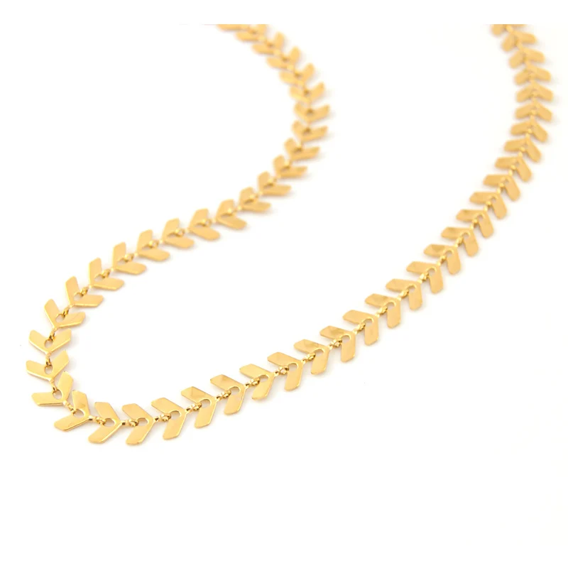 

Summer Necklaces For Women 2022 Stainless Steel Vintage Jewelry Fishbone Link Chain collares de moda mujer