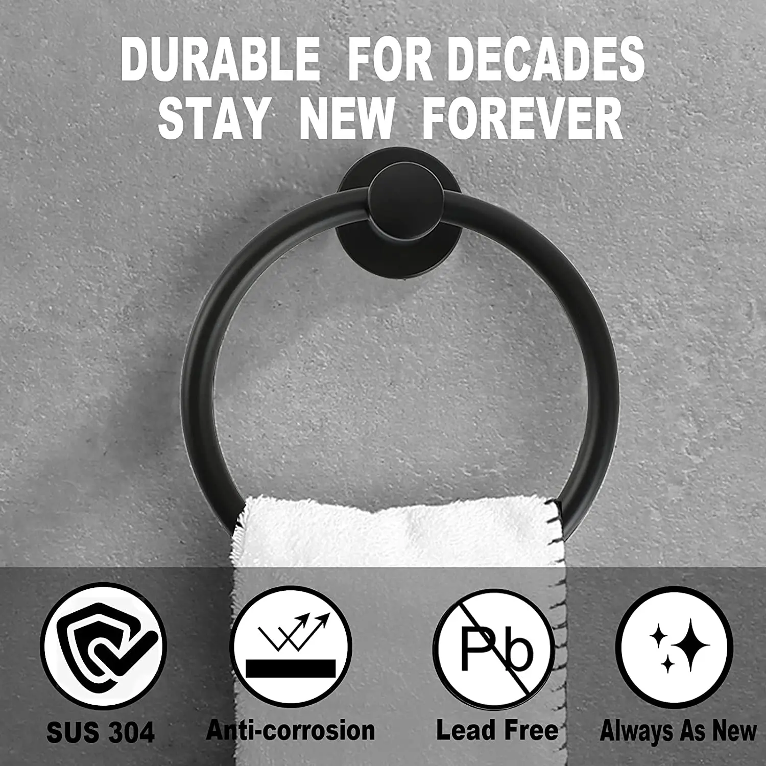 

2pc Self Adhesive Stainless Steel Towel Rings Round Bathroom Towels Holder Wall Mounted Hand Towel Rails for Kitchen Bathroom
